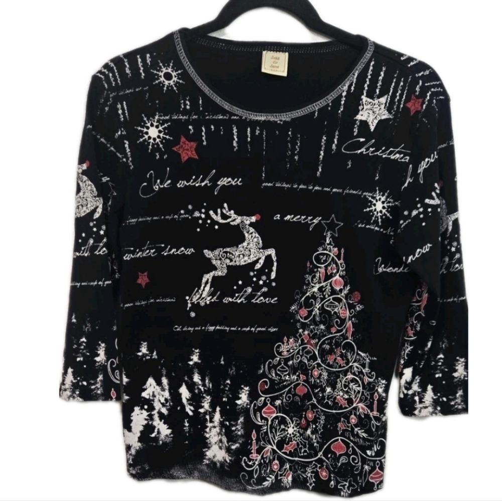 Festive Black and White Women's Top